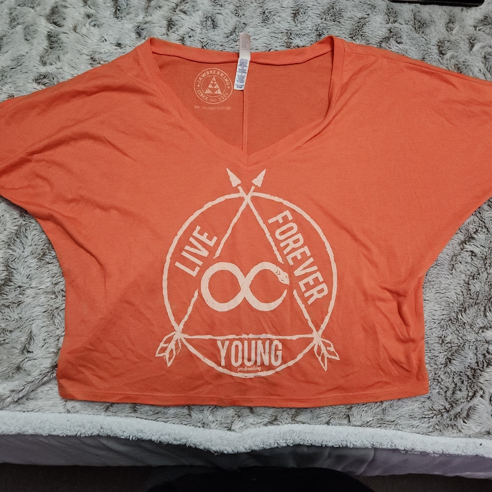 Orange Graphic V-Neck Women Top
